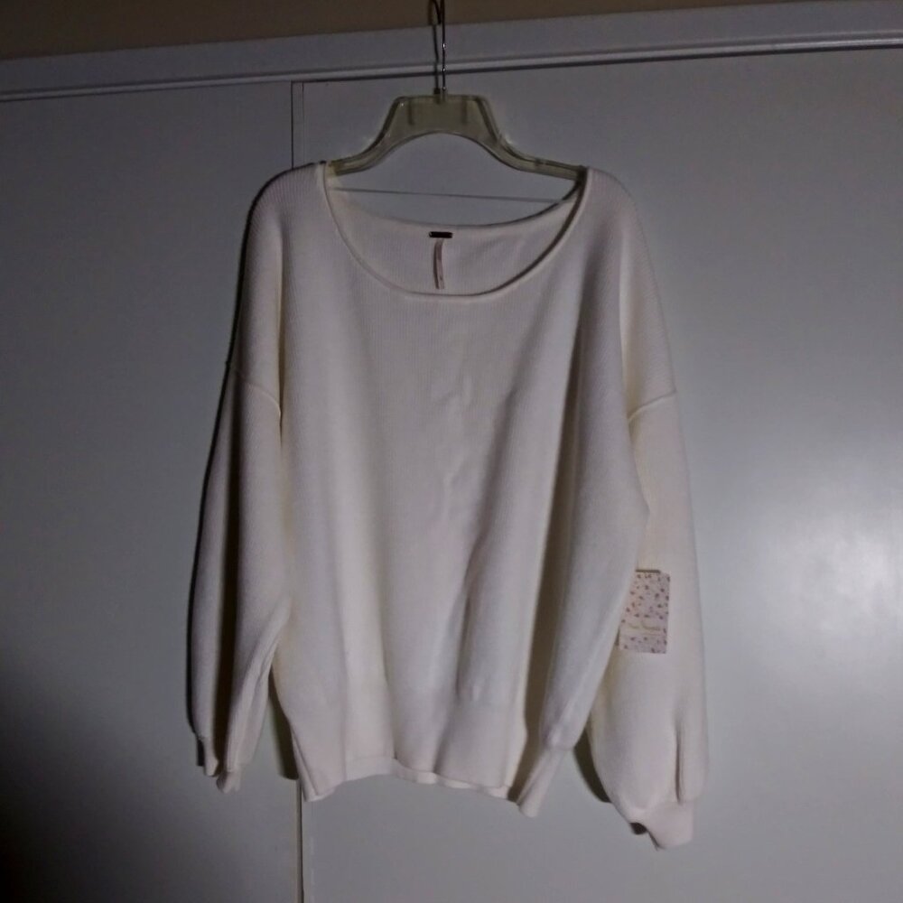 Free People, Ivory, Oversized Pullover, Size L, NWT